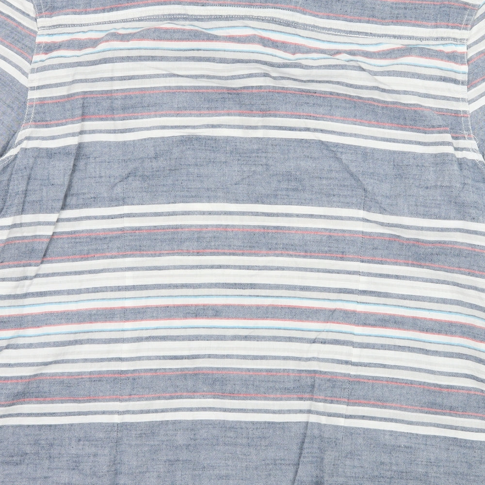 Mens UK Size XL Drift King Blue Button-Up Short Sleeve Casual Shirt