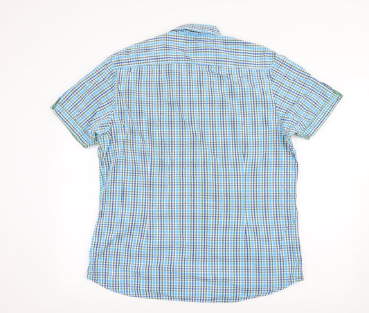 Mens UK Size L Burton Blue Button-Up Short Sleeve Casual Shirt