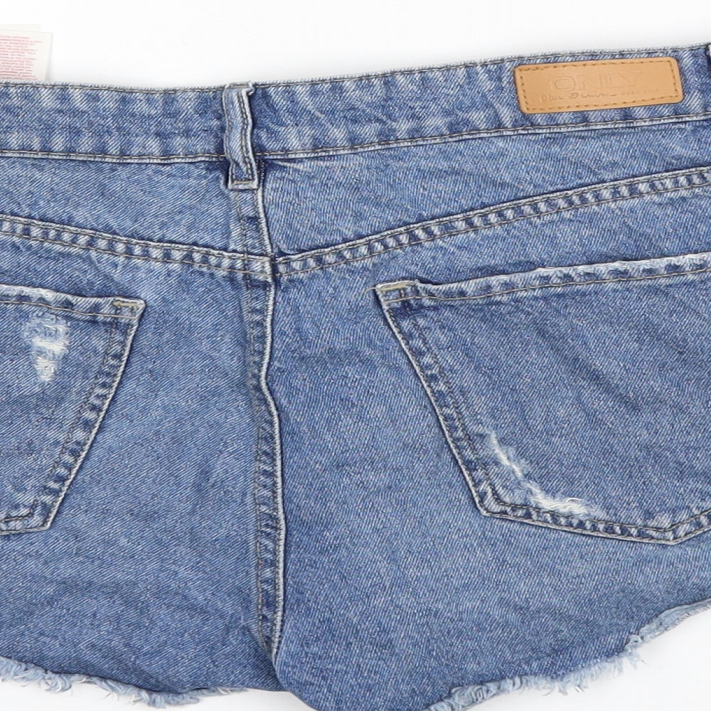 Only Womens Blue Denim Hot Pants Shorts Size 28 in