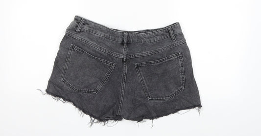 Topshop Womens Grey  Denim Hot Pants Shorts Size 10