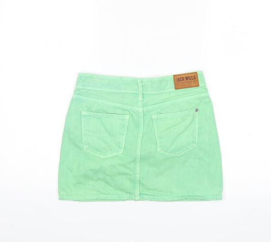 Jack Wills Womens Green  Denim Mini Skirt Size 6