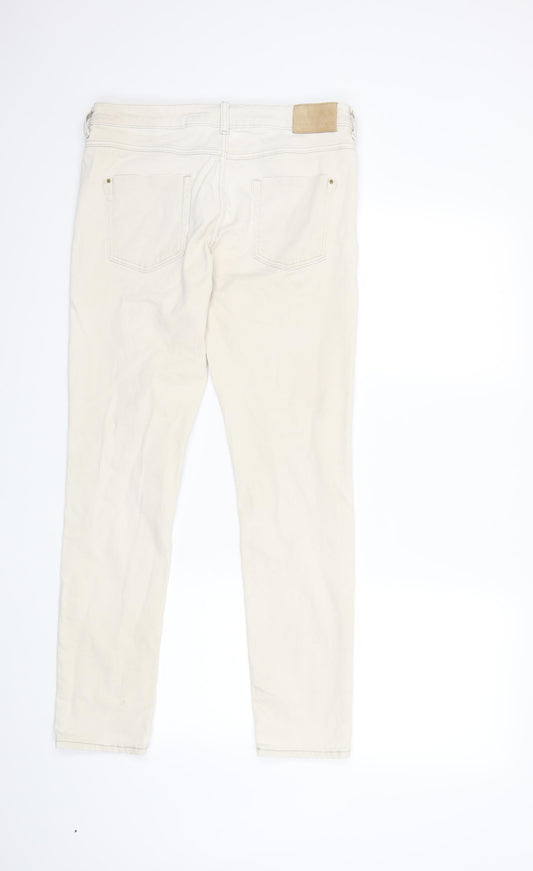 Zara Womens White Denim Skinny Jeans Size 32 in L29 in