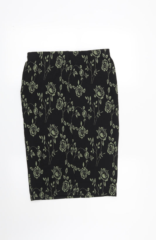 Atmosphere Womens Black Floral  Straight & Pencil Skirt Size 12