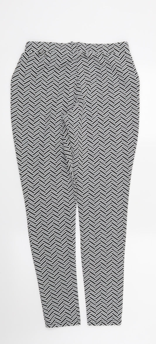 Atmosphere Womens White Geometric Trousers Size 10 L29 in