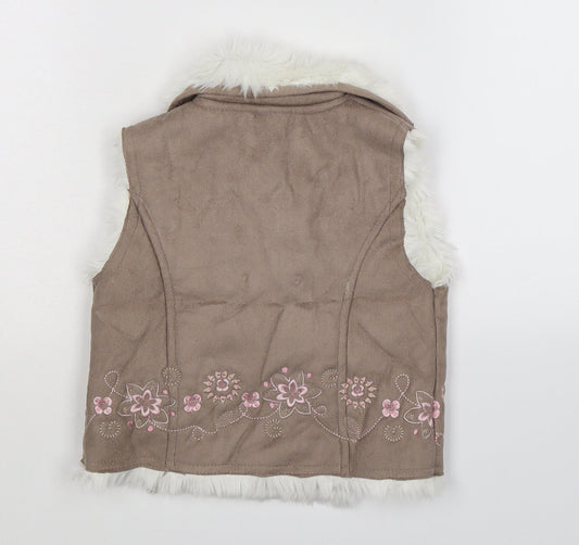 Adams Baby Grey Floral Gilet Jacket Size 9-12 Months - Faux Leather