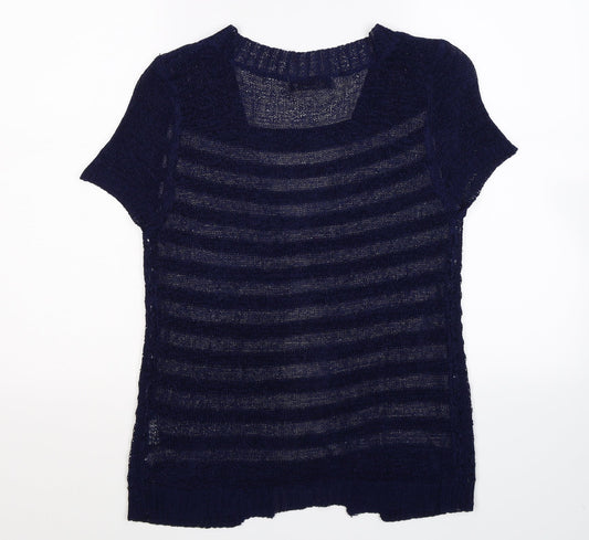 Just Elegance Womens Blue Striped Knit Pullover Jumper Size M