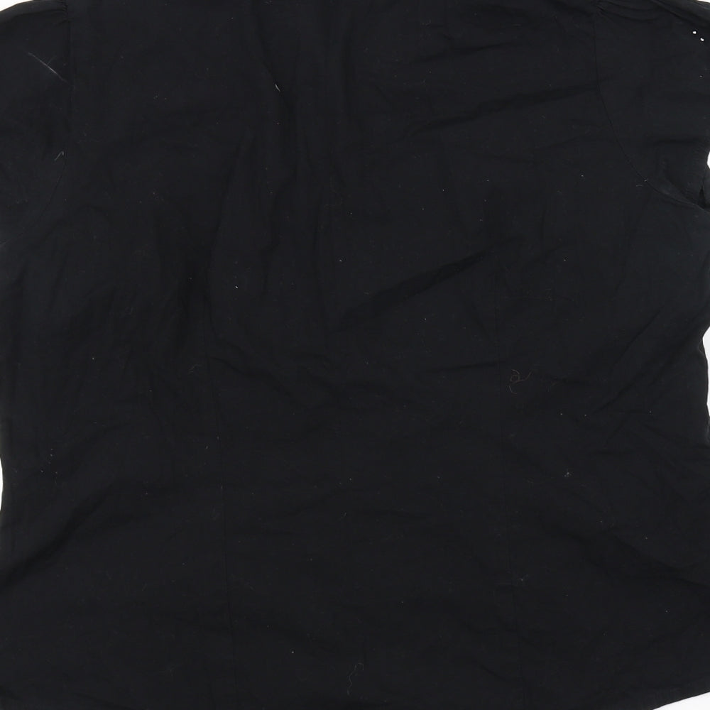 Womens UK Size 18 Agenda Black Basic Button-Up