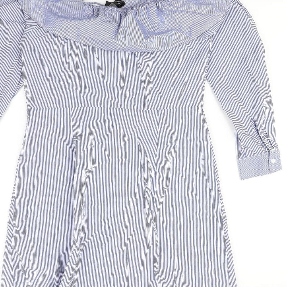 Topshop Womens Blue Striped Mini Size 12
