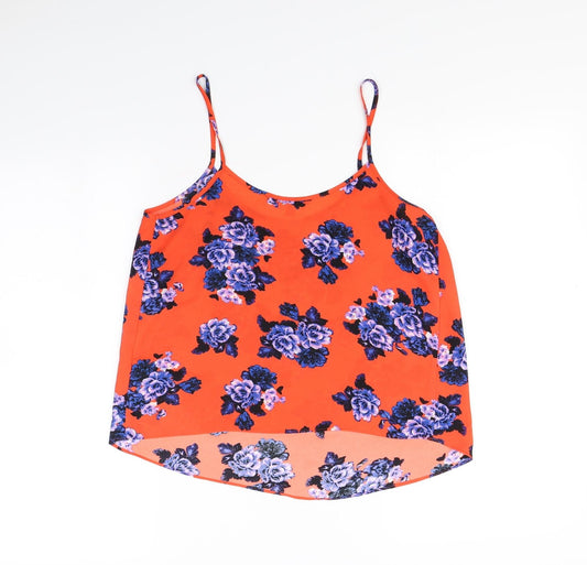 Papaya Womens Orange Floral Basic Tank Size 10