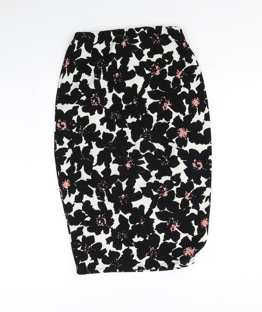 New Look Womens Black Floral Rayon Straight & Pencil Skirt Size 10