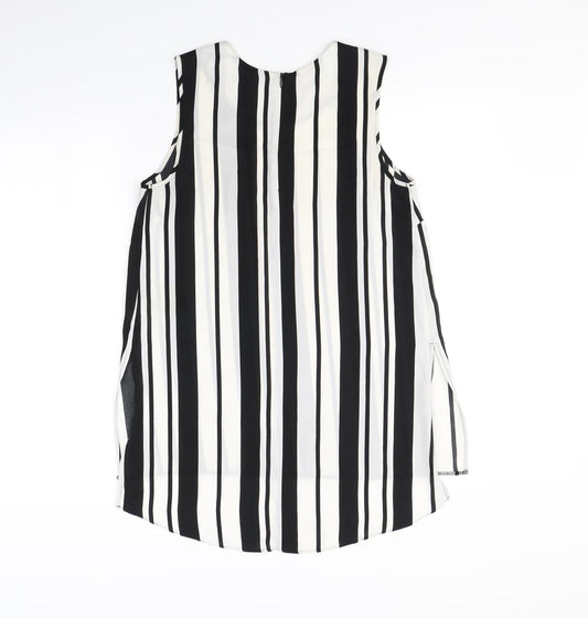 Papaya Womens Black Striped Basic T-Shirt Size 10