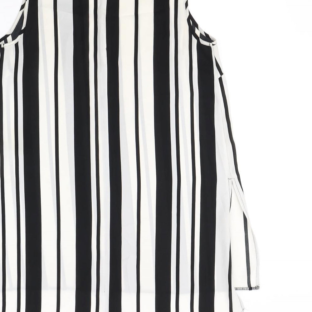 Papaya Womens Black Striped Basic T-Shirt Size 10