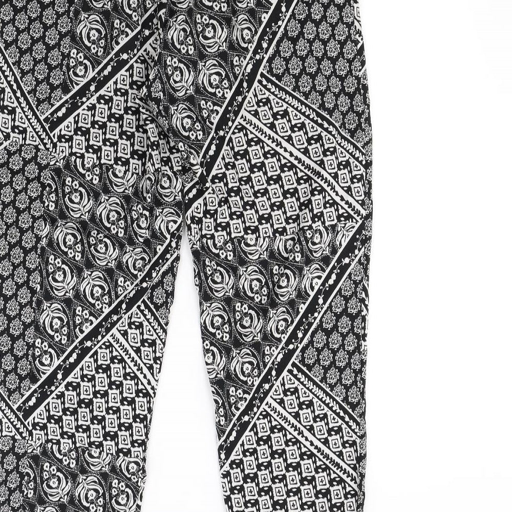 Miss Selfridge Womens Black Geometric Trousers Size 10 L30 in