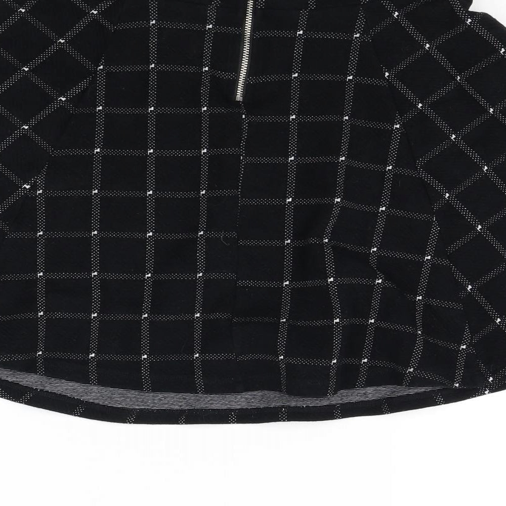 Divided Womens Black Plaid Flare Skirt Size S