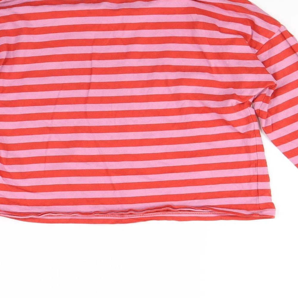 Tu Girls Orange Striped Basic T-Shirt Size 9 Years