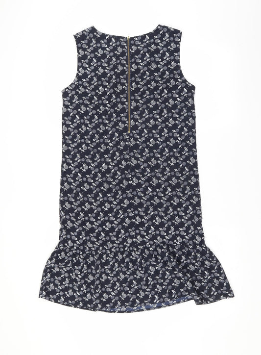 NEXT Womens Blue Shift Size 6 - ruffle hem parasol print