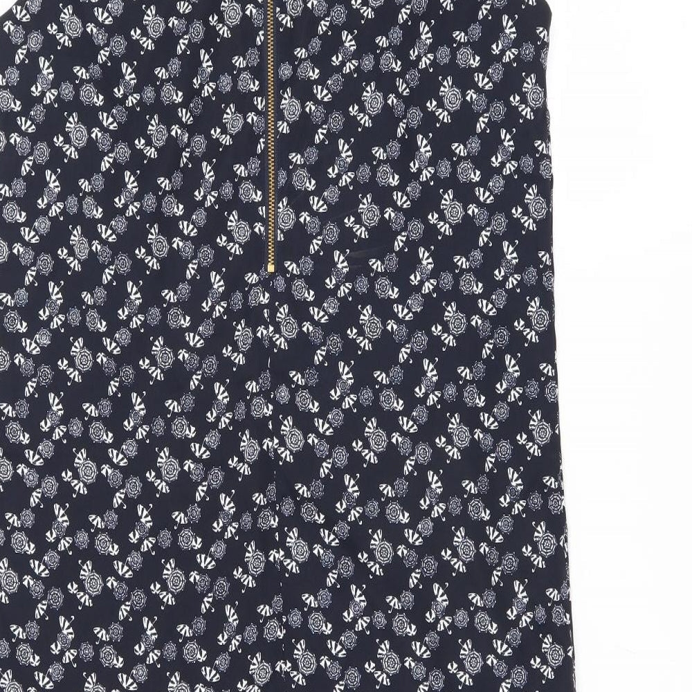 NEXT Womens Blue Shift Size 6 - ruffle hem parasol print