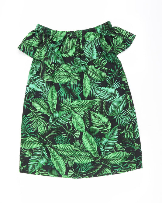 Primark Womens Black Floral Shift Size XS - leaf pattern