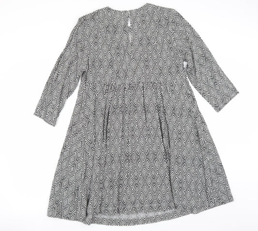 H&M Womens Grey Geometric Fit & Flare Size 14