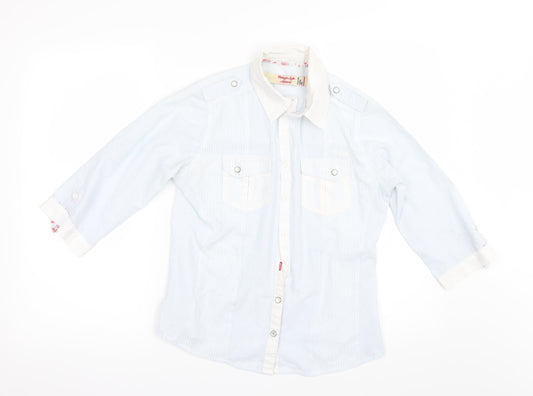 Womens UK Size 8 Lee Cooper Blue Basic Button-Up
