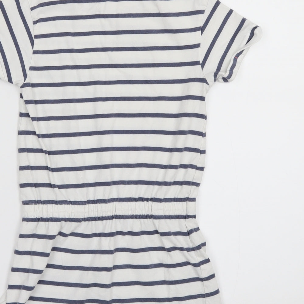 Vertbaudet Girls White Striped T-Shirt Dress Size 5 Years