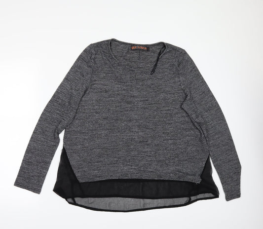 Womens UK Size L QED London Grey Tunic Blouse