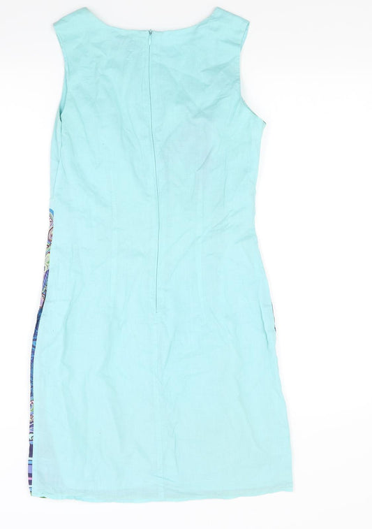 Be Beau Womens Green Paisley A-Line Size 8