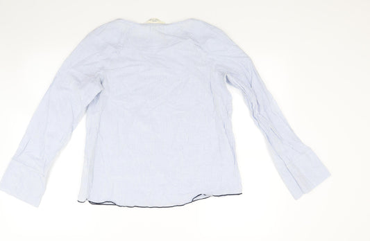 H&M Womens Blue Striped Basic Blouse Size 6