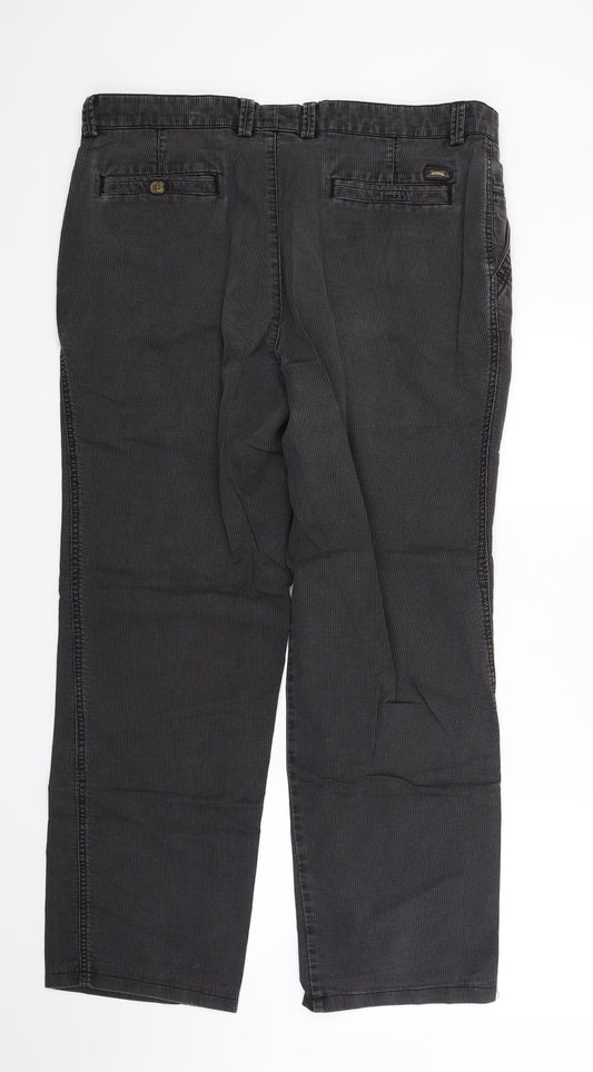 Oakman Mens Grey Corduroy Trousers Size 38 L31 in