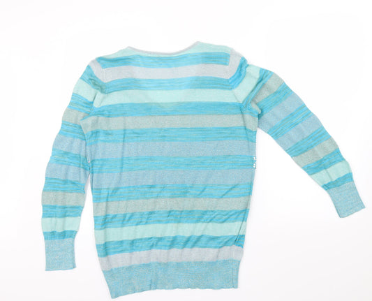 PLANET Womens Blue Striped Pullover Jumper Size M