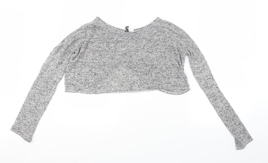 Womens UK Size S Divided by H&M Grey Cropped T-Shirt