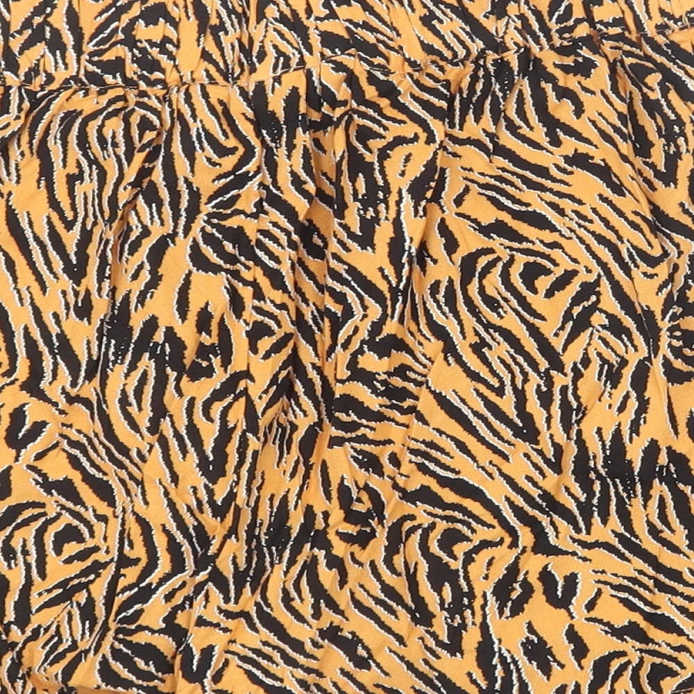 Primark Womens Orange Animal Print Boyfriend Shorts Size 10