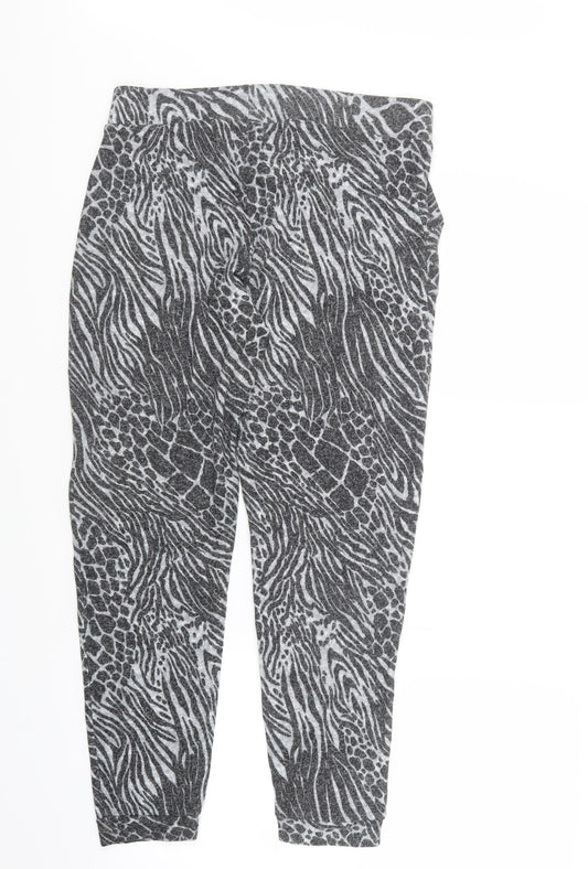 George Womens Grey Animal Print Trousers Size 12 L26.5 in