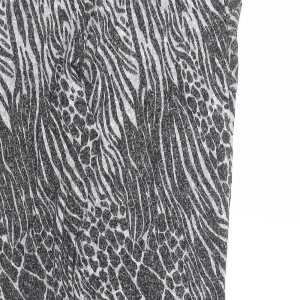 George Womens Grey Animal Print Trousers Size 12 L26.5 in