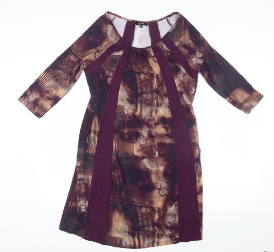 Yest Womens Purple Geometric T-Shirt Dress Size 10