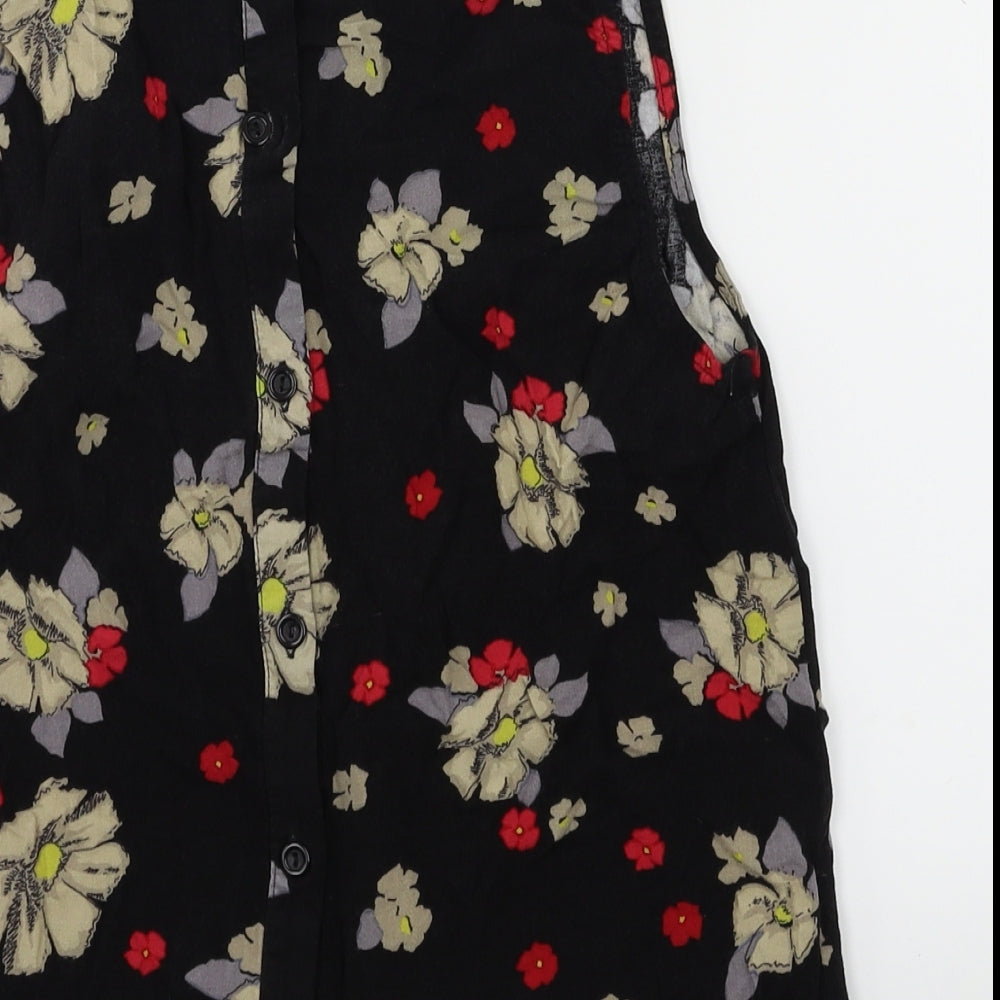 Primark Womens Black Floral Basic T-Shirt Size 8