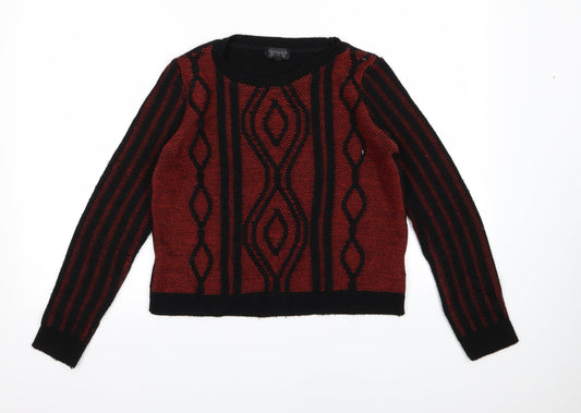 Topshop Womens Red Knit Pullover Jumper Size 8