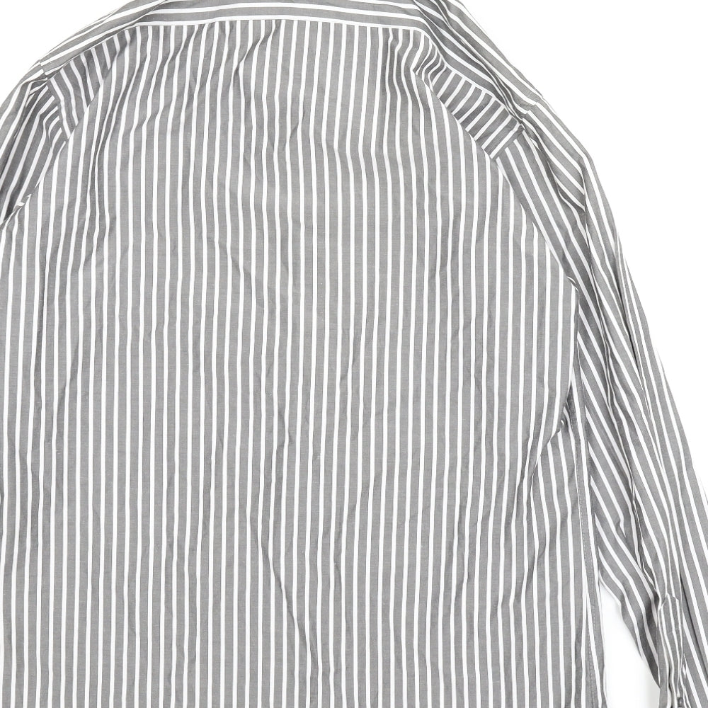 Steel & Jelly Mens Grey Striped Button-Up Size M