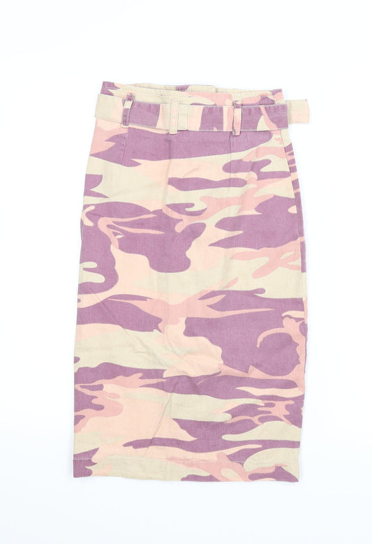 Primark Womens Purple Camouflage  Straight & Pencil Skirt Size 4