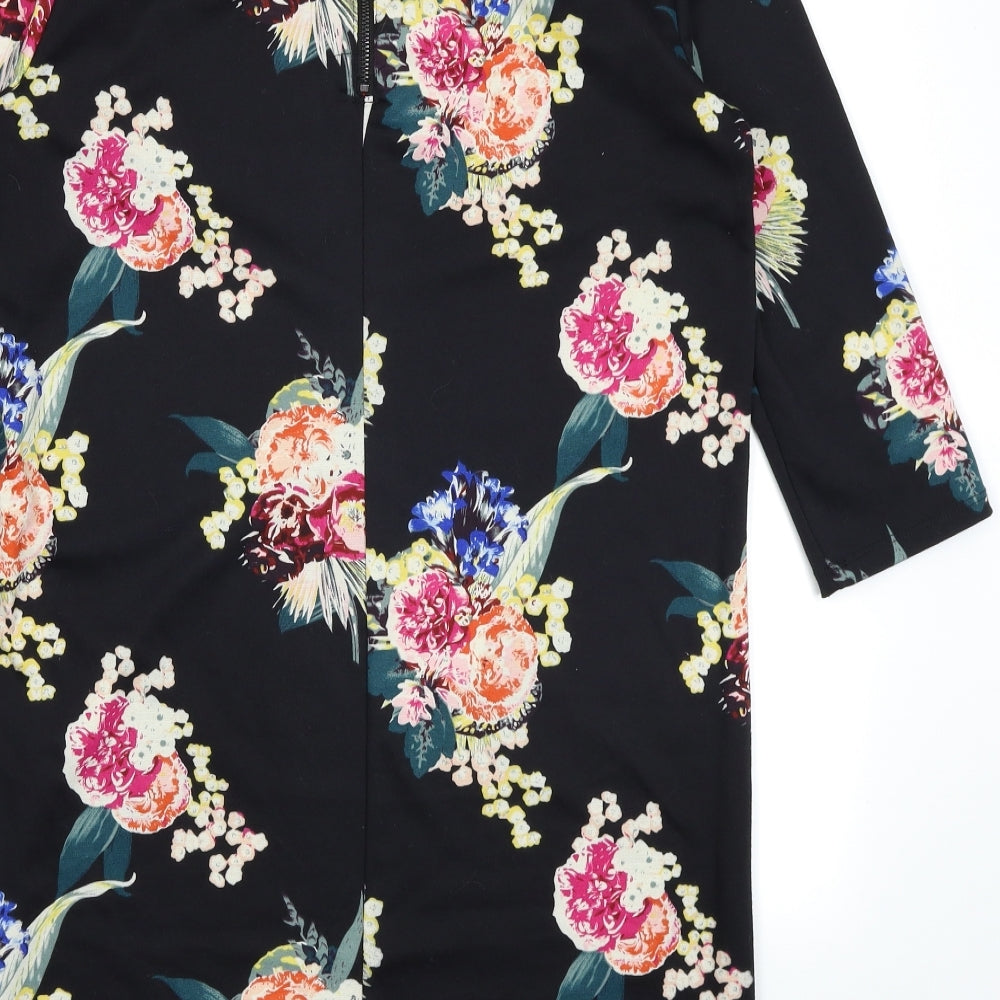 H&M Womens Black Floral A-Line Size M