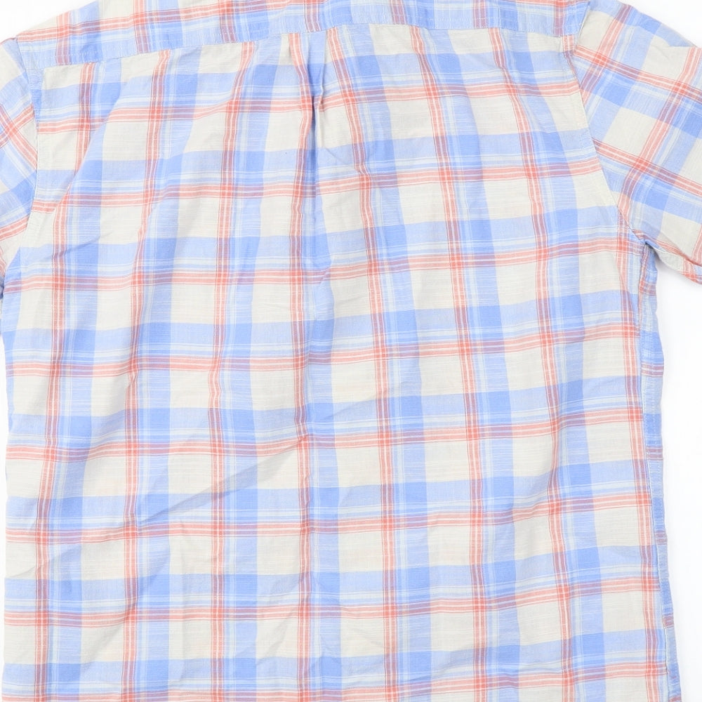 Mens UK Size S Marks and Spencer Blue Button-Up Short Sleeve Casual Shirt