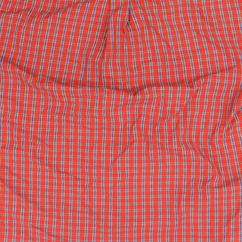 CAPSULE Womens Orange Check Basic Button-Up Size M