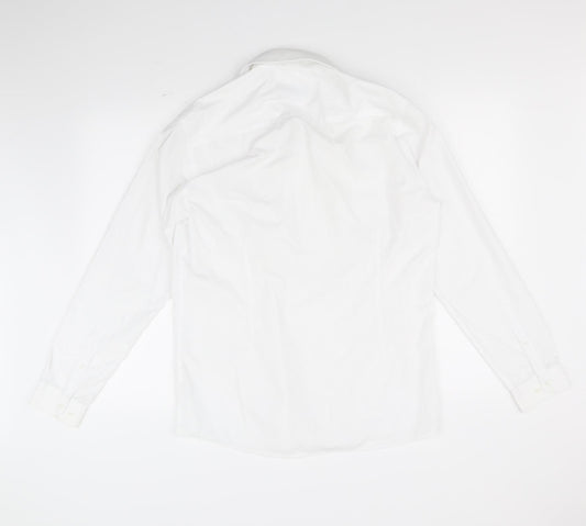 Mens UK Size 15.5 Cedar Wood State White Button-Up Long Sleeve Casual Shirt