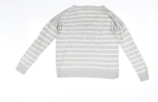 Atmosphere Womens Grey Striped Pullover Jumper Size 14
