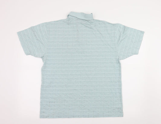 Armando Mens Blue Geometric Jersey Polo Size M