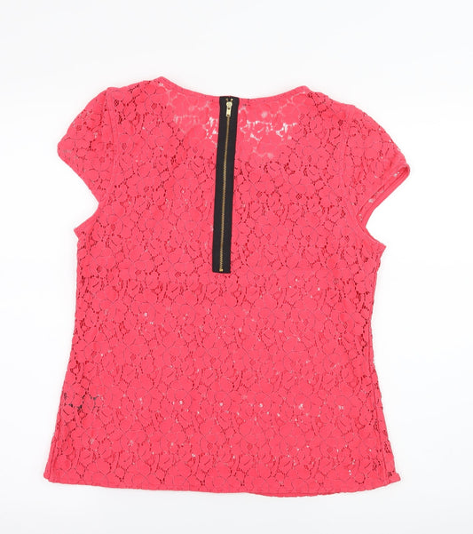 George Womens Pink Lace Basic T-Shirt Size 12