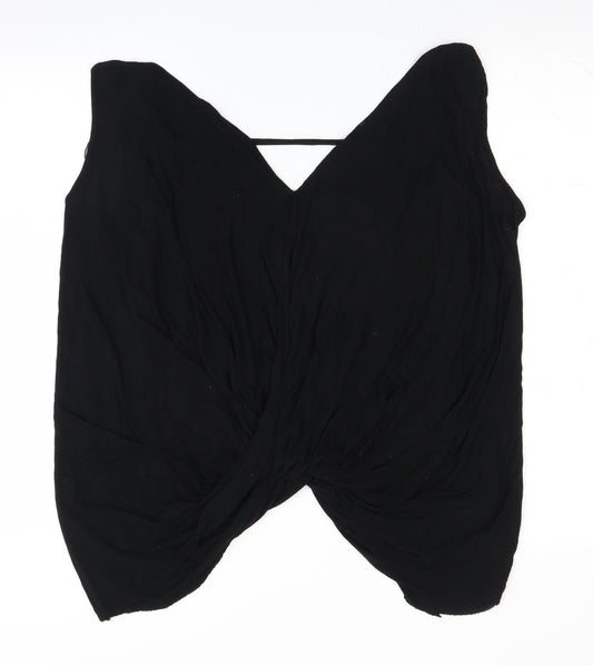 Womens UK Size 10 River Island Black Wrap Blouse