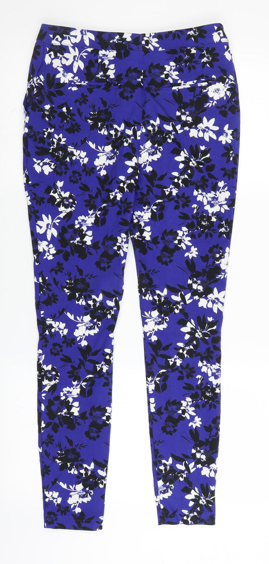 George Womens Blue Floral Trousers Size 8 L28 in