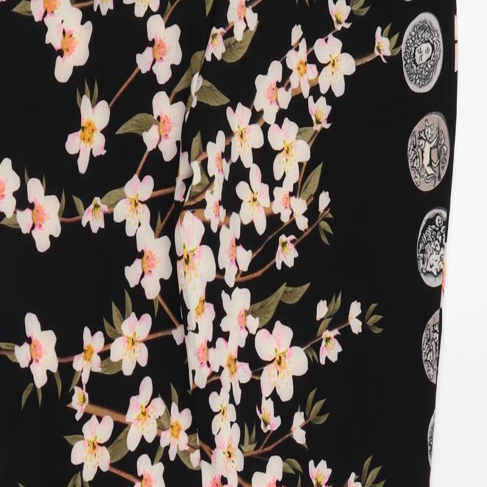 Missguided Womens Black Floral Trousers Size 8 L26 in