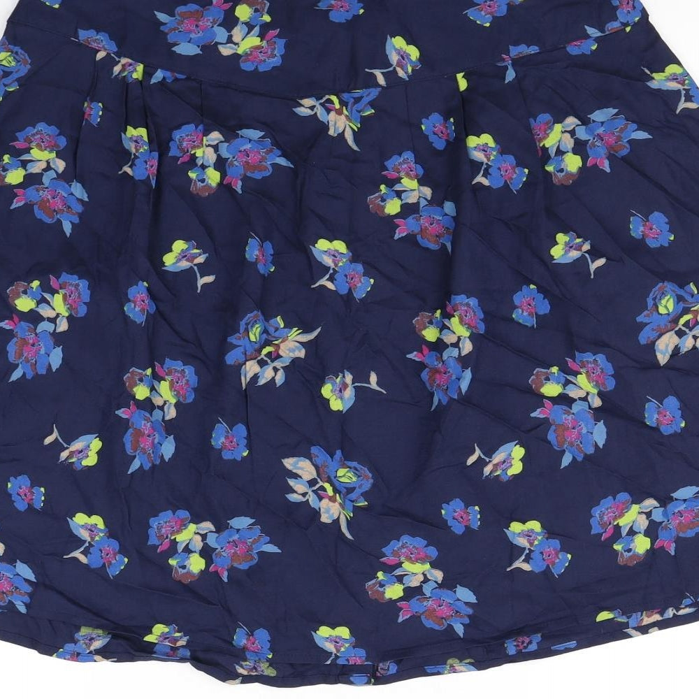 m&S Womens Blue Floral Skater Skirt Size 12
